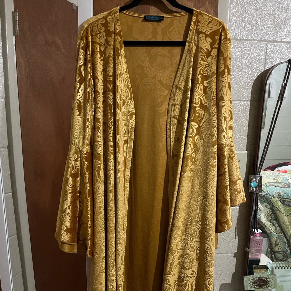 Mustard velvet duster